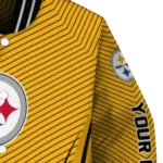 customized pittsburgh steelers chevron arrow gold varsity jacket best selling