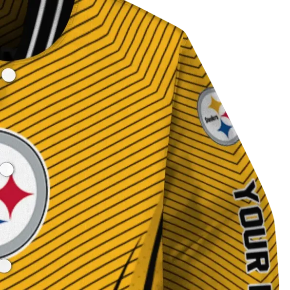 customized pittsburgh steelers chevron arrow gold varsity jacket premium grade