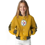 customized pittsburgh steelers chevron arrow gold varsity jacket best selling