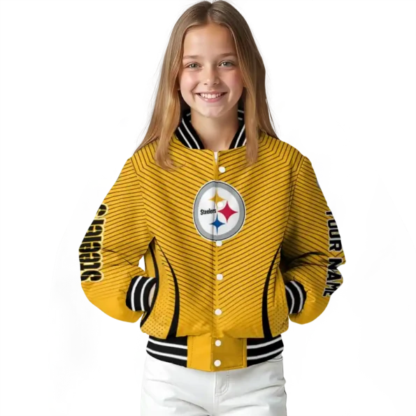 customized pittsburgh steelers chevron arrow gold varsity jacket top rated