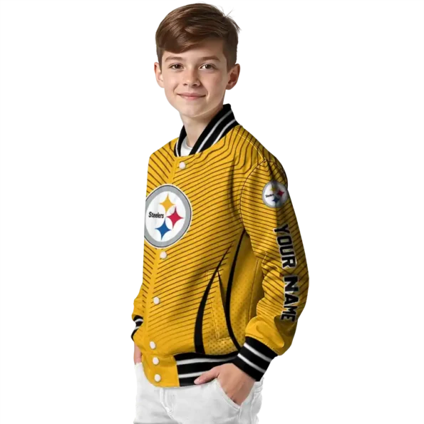 customized pittsburgh steelers chevron arrow gold varsity jacket trendy