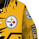 customized pittsburgh steelers hexagon cluster gold black varsity jacket best selling