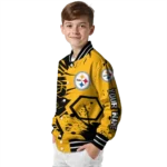 customized pittsburgh steelers hexagon cluster gold black varsity jacket best selling