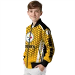 customized pittsburgh steelers hexagon grid gold bomber jacket best selling