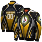 customized pittsburgh steelers mesh chest black crocs black bomber jacket best selling