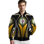 customized pittsburgh steelers mesh chest black crocs black bomber jacket best selling