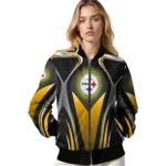customized pittsburgh steelers mesh chest black crocs black bomber jacket best selling