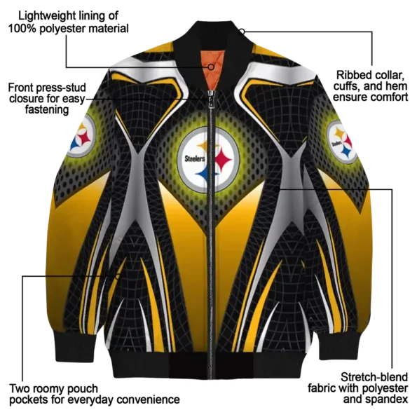 customized pittsburgh steelers mesh chest black crocs black bomber jacket new arrival