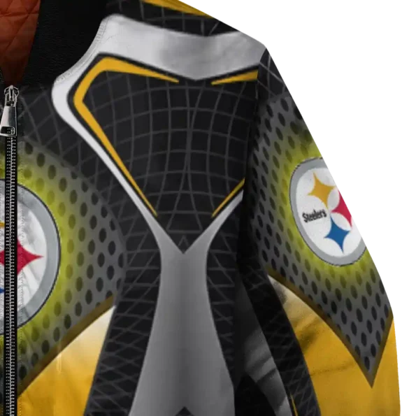 customized pittsburgh steelers mesh chest black crocs black bomber jacket premium grade