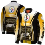 customized pittsburgh steelers mesh effect gold black bomber jacket best selling
