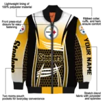 customized pittsburgh steelers mesh effect gold black bomber jacket best selling