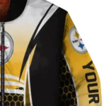 customized pittsburgh steelers mesh effect gold black bomber jacket best selling