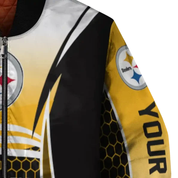 customized pittsburgh steelers mesh effect gold black bomber jacket premium grade
