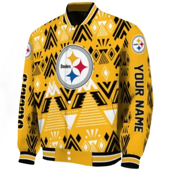 customized pittsburgh steelers pyramid shapes gold varsity jacket best selling