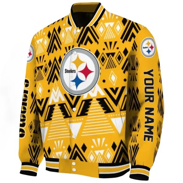 customized pittsburgh steelers pyramid shapes gold varsity jacket best selling