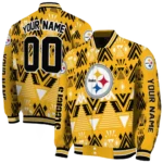 customized pittsburgh steelers pyramid shapes gold varsity jacket best selling