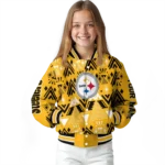 customized pittsburgh steelers pyramid shapes gold varsity jacket best selling