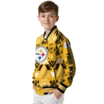 customized pittsburgh steelers pyramid shapes gold varsity jacket best selling