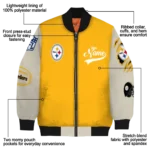 customized pittsburgh steelers razorback outline gold nude bomber jacket best selling