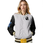customized pittsburgh steelers speckled arms gold gray varsity jacket best selling