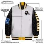 customized pittsburgh steelers speckled arms gold gray varsity jacket best selling