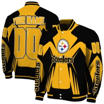 customized pittsburgh steelers spider mark gold black crocs varsity jacket fashion forward