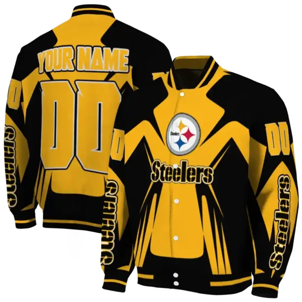 customized pittsburgh steelers spider mark gold black crocs varsity jacket fashion forward