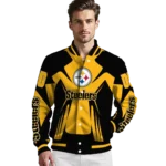 customized pittsburgh steelers spider mark gold black crocs varsity jacket best selling