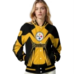 customized pittsburgh steelers spider mark gold black crocs varsity jacket best selling