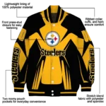 customized pittsburgh steelers spider mark gold black crocs varsity jacket best selling
