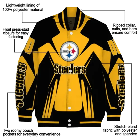 customized pittsburgh steelers spider mark gold black crocs varsity jacket new arrival