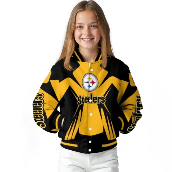 customized pittsburgh steelers spider mark gold black crocs varsity jacket top rated