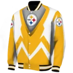 customized pittsburgh steelers v stripes gold white varsity jacket best selling