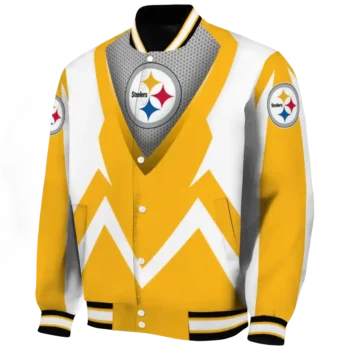 customized pittsburgh steelers v stripes gold white varsity jacket best selling