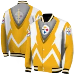 customized pittsburgh steelers v stripes gold white varsity jacket best selling