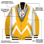 customized pittsburgh steelers v stripes gold white varsity jacket best selling