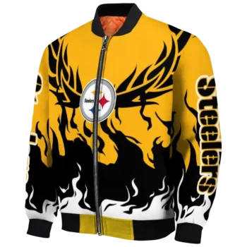 customized pittsburgh steelers winged blaze gold white bomber jacket best selling