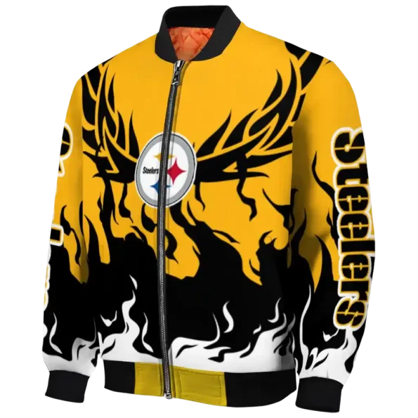 customized pittsburgh steelers winged blaze gold white bomber jacket best selling