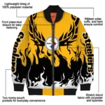 customized pittsburgh steelers winged blaze gold white bomber jacket best selling