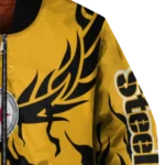 customized pittsburgh steelers winged blaze gold white bomber jacket best selling