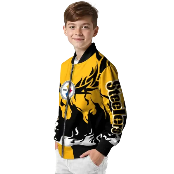 customized pittsburgh steelers winged blaze gold white bomber jacket trendy