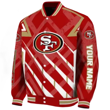 customized san francisco 49ers chevron angles red varsity jacket best selling