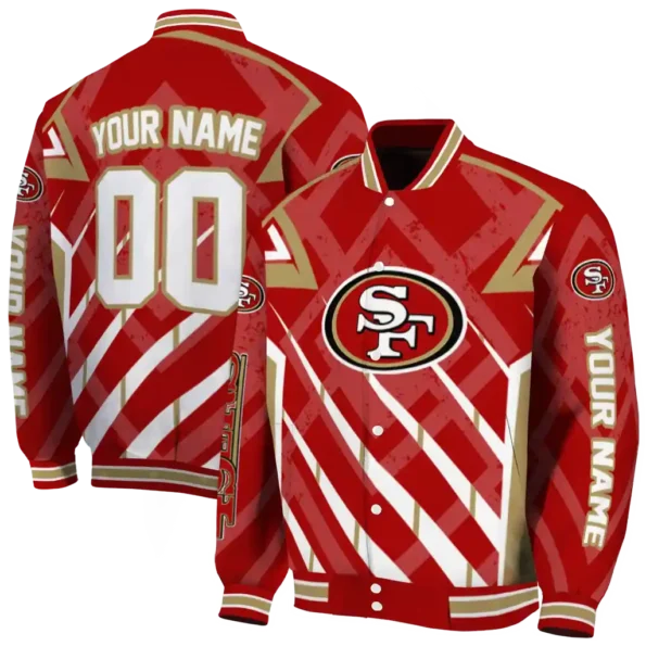 customized san francisco 49ers chevron angles red varsity jacket fashion forward
