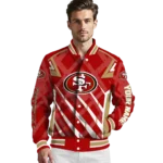 customized san francisco 49ers chevron angles red varsity jacket best selling