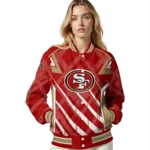 customized san francisco 49ers chevron angles red varsity jacket best selling