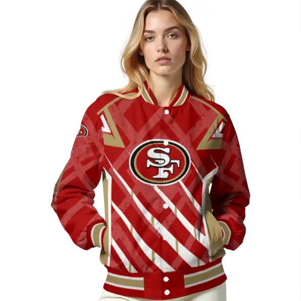 customized san francisco 49ers chevron angles red varsity jacket latest model