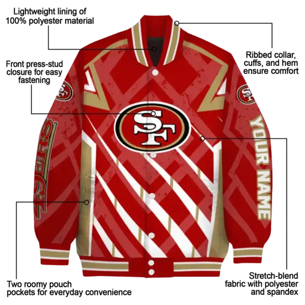 customized san francisco 49ers chevron angles red varsity jacket new arrival
