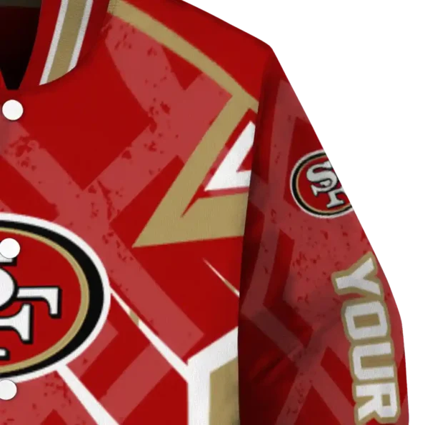 customized san francisco 49ers chevron angles red varsity jacket premium grade