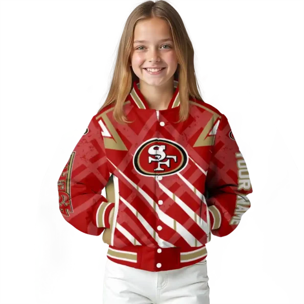 customized san francisco 49ers chevron angles red varsity jacket top rated