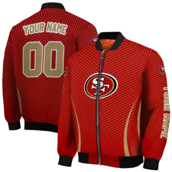 customized san francisco 49ers chevron arrow red bomber jacket fashion forward